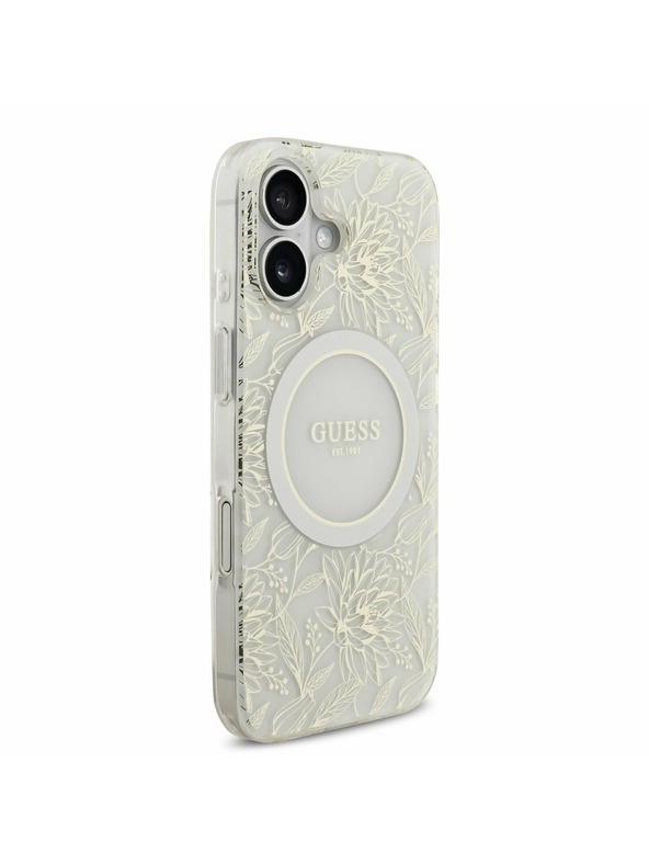 Guess Guess IML Flowers Allover Strap MagSafe Hátlap iPhone 17 White