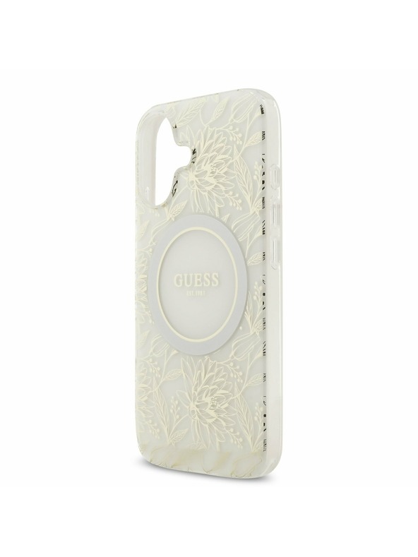 Guess Guess IML Flowers Allover Strap MagSafe Hátlap iPhone 17 White
