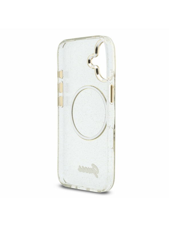 Guess Guess IML Glitter Script Strap MagSafe Hátlap iPhone 17 Transparent