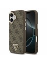 Guess Guess PU Leather 4G Strass Triangle Logo Gold Frame MagSafe Hátlap iPhone 17 Brown
