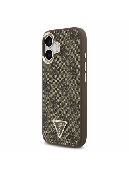 Guess Guess PU Leather 4G Strass Triangle Logo Gold Frame MagSafe Hátlap iPhone 17 Brown