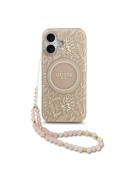 Guess Guess IML Flowers Allover Strap MagSafe Hátlap iPhone 17 Pink