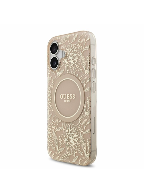 Guess Guess IML Flowers Allover Strap MagSafe Hátlap iPhone 17 Pink
