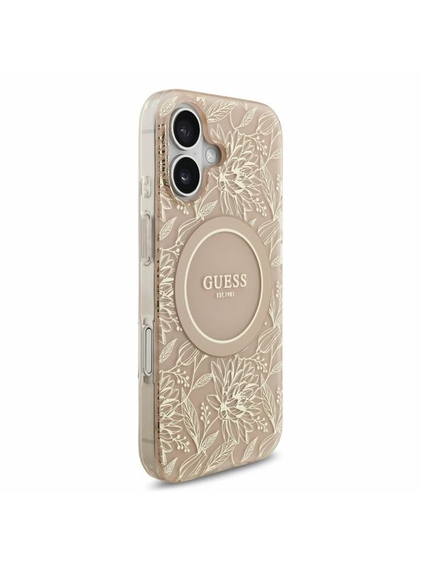 Guess Guess IML Flowers Allover Strap MagSafe Hátlap iPhone 17 Pink