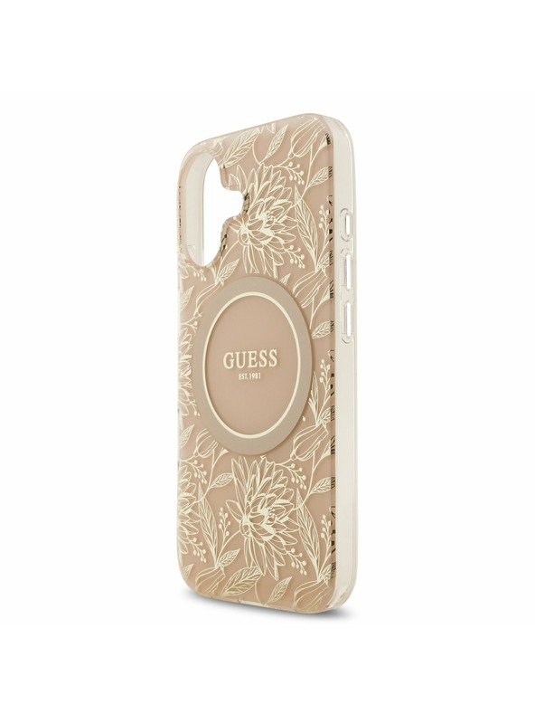 Guess Guess IML Flowers Allover Strap MagSafe Hátlap iPhone 17 Pink