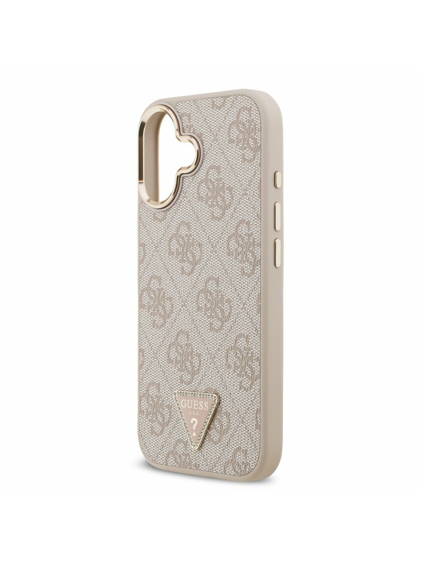 Guess Guess PU Leather 4G Strass Triangle Logo Gold Frame MagSafe Hátlap iPhone 17 Pink