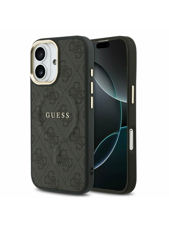 Guess Guess PU Leather 4G Gold Frame MagSafe Hátlap iPhone 17 Black