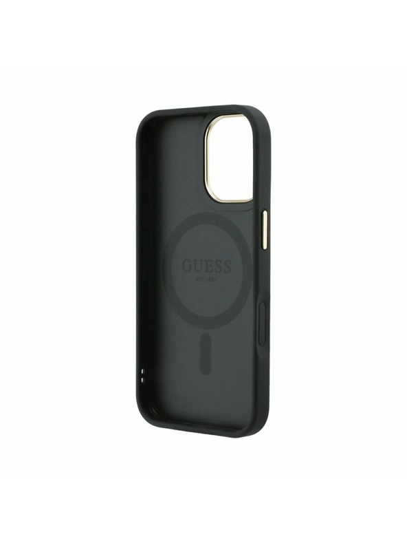 Guess Guess PU Leather 4G Gold Frame MagSafe Hátlap iPhone 17 Black