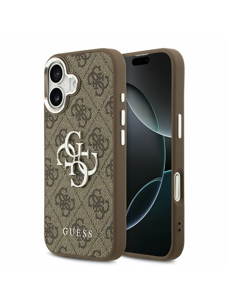 Guess Guess PU 4G Metal Logo Hátlap iPhone 17 Silver Brown