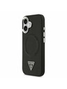 Guess Guess PU Bőr Háromszög Logó MagSafe Hátsó Tok iPhone 17-hez Fekete