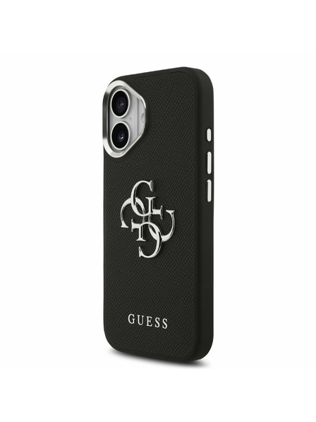 Guess Guess PU Szemcsés 4G Fém Logó Hátsó Tok iPhone 17-hez Fekete