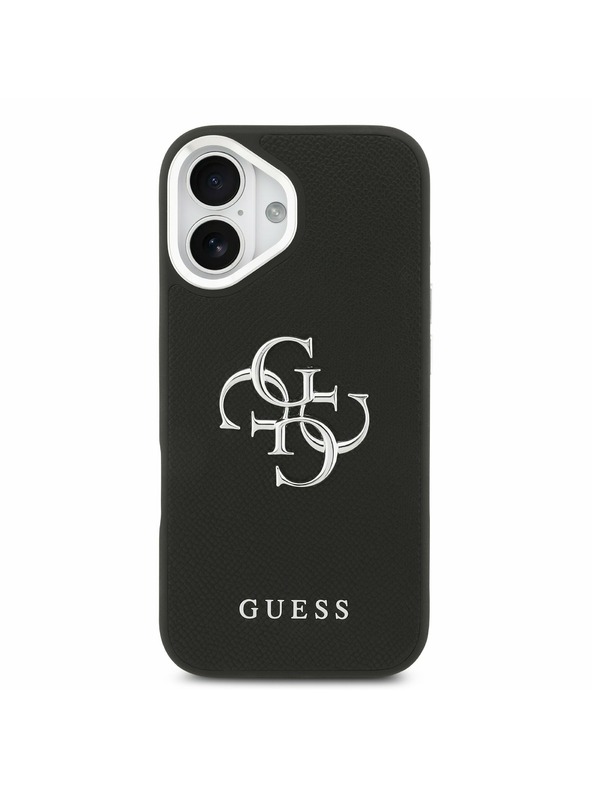 Guess Guess PU Szemcsés 4G Fém Logó Hátsó Tok iPhone 17-hez Fekete