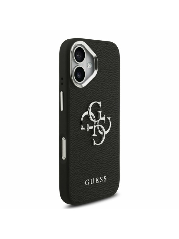 Guess Guess PU Szemcsés 4G Fém Logó Hátsó Tok iPhone 17-hez Fekete
