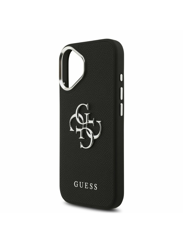 Guess Guess PU Szemcsés 4G Fém Logó Hátsó Tok iPhone 17-hez Fekete