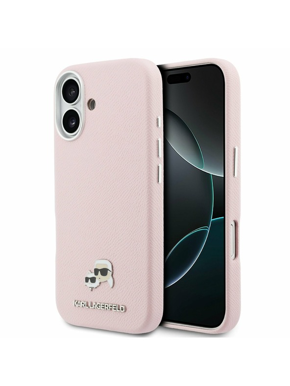 Karl Lagerfeld Karl Lagerfeld PU Karl és Choupette Fejek Csapok MagSafe Hátsó Tok iPhone 17-hez Rózsaszín