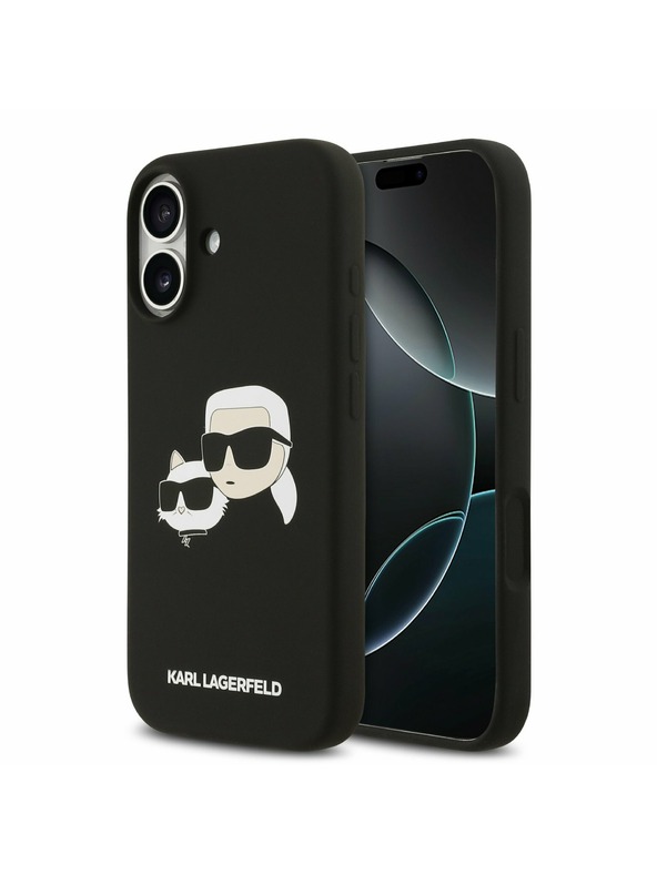 Karl Lagerfeld Karl Lagerfeld Folyékony Szilikon Dupla Fejek MagSafe Hátsó Tok iPhone 17-hez Fekete