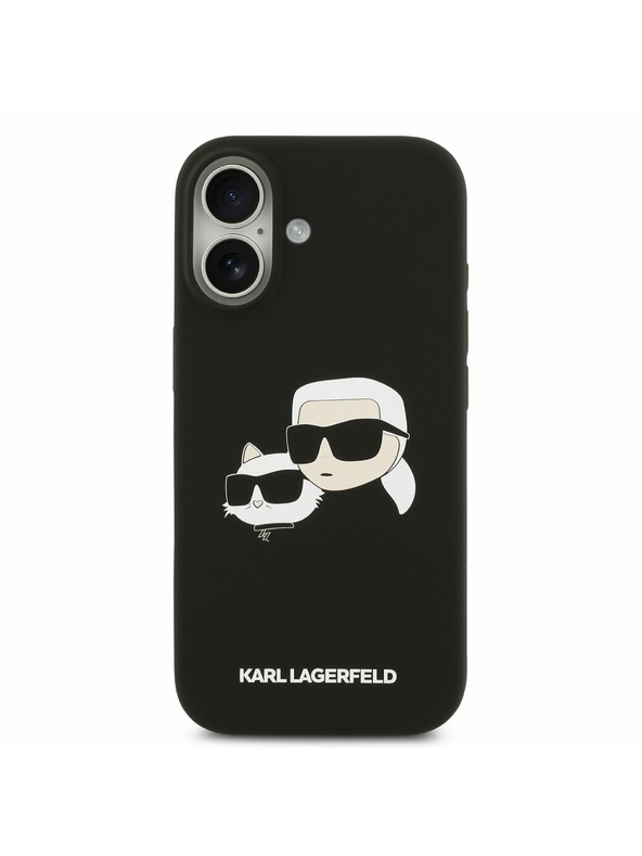 Karl Lagerfeld Karl Lagerfeld Folyékony Szilikon Dupla Fejek MagSafe Hátsó Tok iPhone 17-hez Fekete