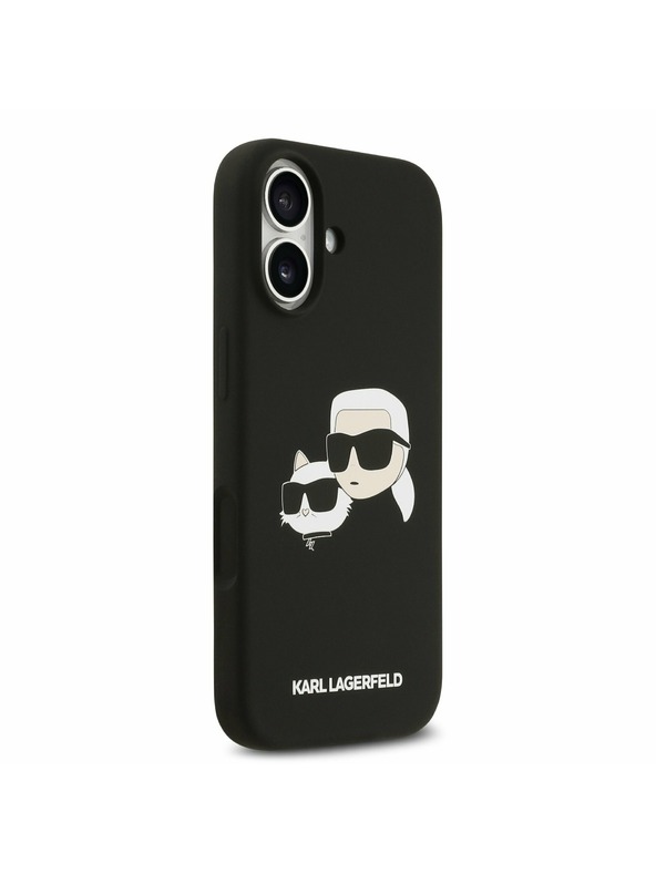 Karl Lagerfeld Karl Lagerfeld Folyékony Szilikon Dupla Fejek MagSafe Hátsó Tok iPhone 17-hez Fekete