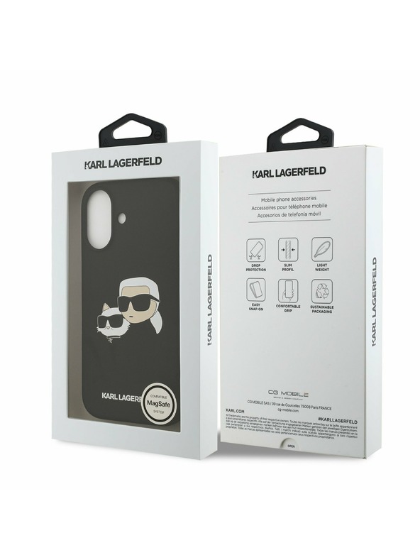 Karl Lagerfeld Karl Lagerfeld Folyékony Szilikon Dupla Fejek MagSafe Hátsó Tok iPhone 17-hez Fekete