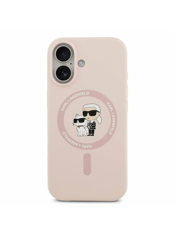Karl Lagerfeld Karl Lagerfeld Folyékony Szilikon Karl és Choupette MagSafe Hátsó Tok iPhone 17-hez Rózsaszín