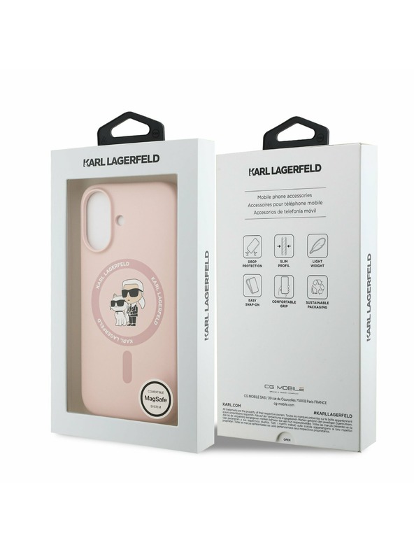 Karl Lagerfeld Karl Lagerfeld Folyékony Szilikon Karl és Choupette MagSafe Hátsó Tok iPhone 17-hez Rózsaszín