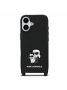 Karl Lagerfeld Karl Lagerfeld Saffiano Válltáska Pánt Fém Karl és Choupette Hátsó Tok iPhone 17-hez Fekete