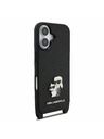 Karl Lagerfeld Karl Lagerfeld Saffiano Válltáska Pánt Fém Karl és Choupette Hátsó Tok iPhone 17-hez Fekete