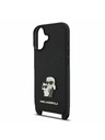 Karl Lagerfeld Karl Lagerfeld Saffiano Válltáska Pánt Fém Karl és Choupette Hátsó Tok iPhone 17-hez Fekete