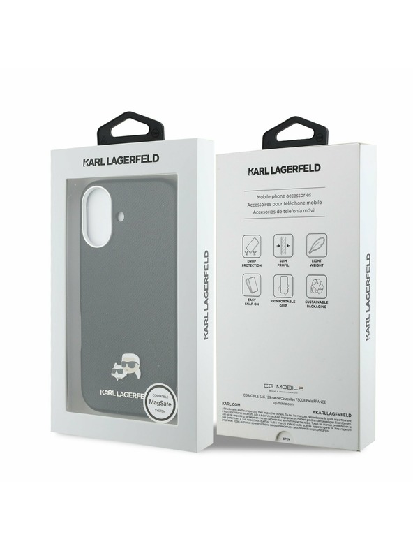 Karl Lagerfeld Karl Lagerfeld PU Karl és Choupette Fejek Csapok MagSafe Hátsó Tok iPhone 17-hez Fekete