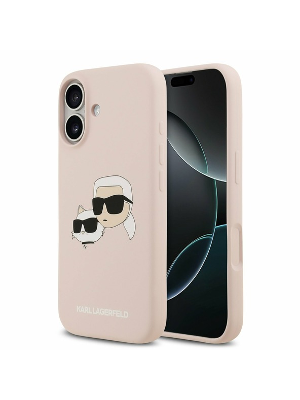 Karl Lagerfeld Karl Lagerfeld Folyékony Szilikon Dupla Fejek MagSafe Hátsó Tok iPhone 17-hez Rózsaszín