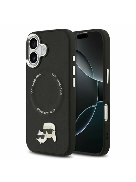 Karl Lagerfeld Karl Lagerfeld PU Karl és Choupette Fejek Csapok MagSafe Hátsó Tok iPhone 17-hez Fekete