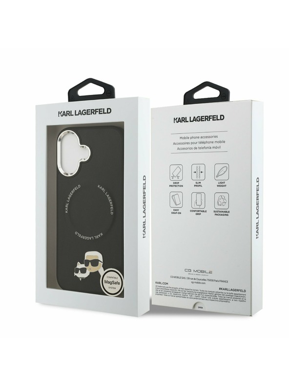 Karl Lagerfeld Karl Lagerfeld PU Karl és Choupette Fejek Csapok MagSafe Hátsó Tok iPhone 17-hez Fekete