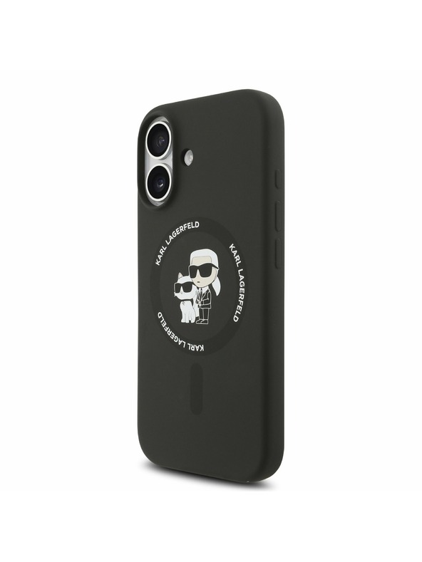 Karl Lagerfeld Karl Lagerfeld Folyékony Szilikon Karl és Choupette MagSafe Hátsó Tok iPhone 17-hez Fekete