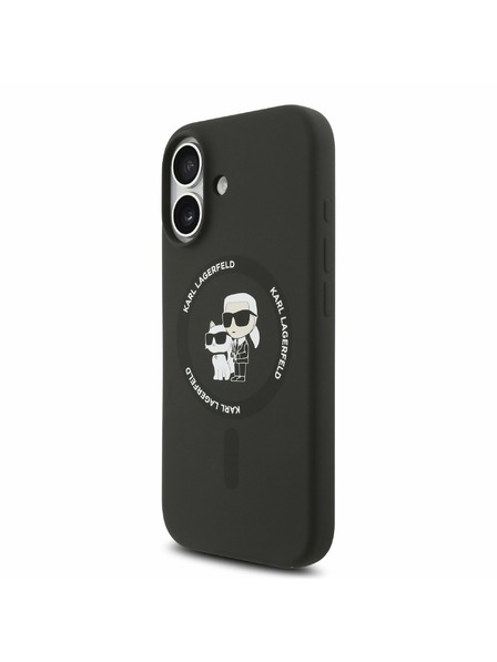 Karl Lagerfeld Karl Lagerfeld Folyékony Szilikon Karl és Choupette MagSafe Hátsó Tok iPhone 17-hez Fekete