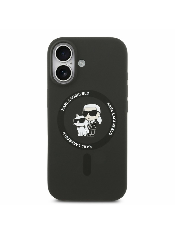 Karl Lagerfeld Karl Lagerfeld Folyékony Szilikon Karl és Choupette MagSafe Hátsó Tok iPhone 17-hez Fekete