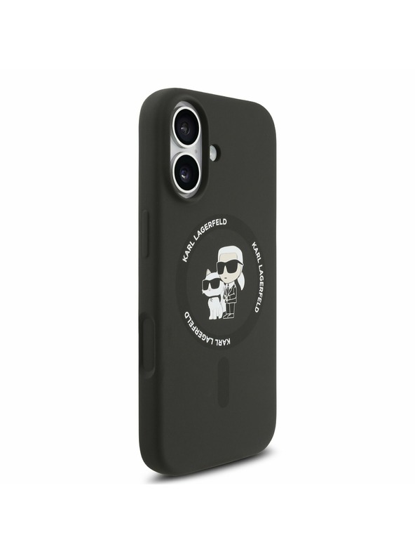 Karl Lagerfeld Karl Lagerfeld Folyékony Szilikon Karl és Choupette MagSafe Hátsó Tok iPhone 17-hez Fekete