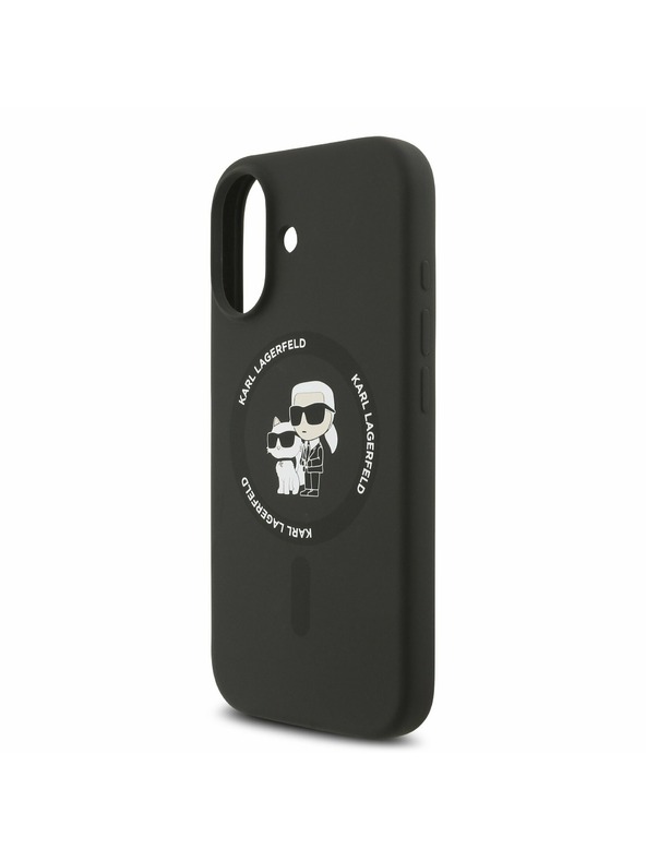 Karl Lagerfeld Karl Lagerfeld Folyékony Szilikon Karl és Choupette MagSafe Hátsó Tok iPhone 17-hez Fekete
