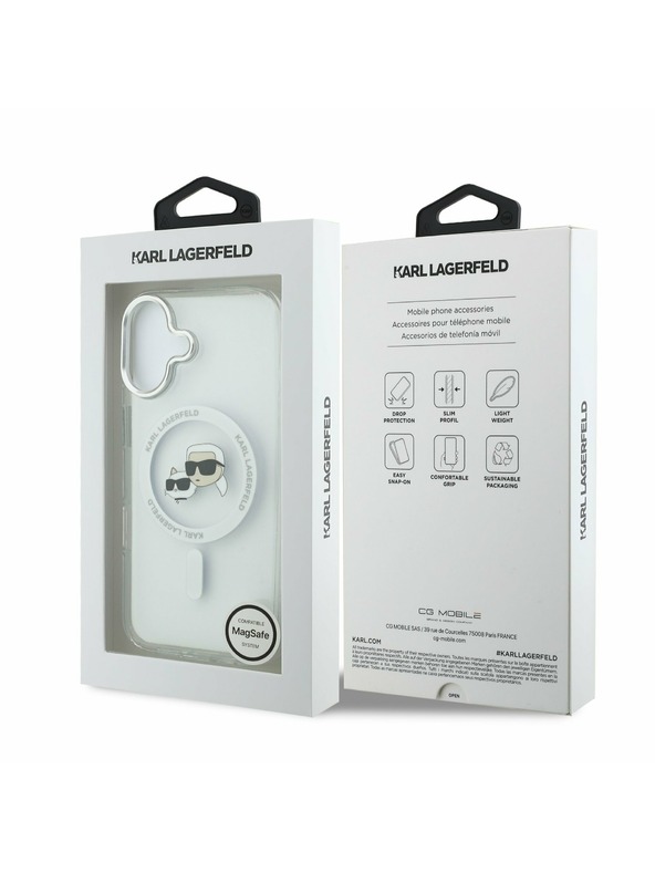 Karl Lagerfeld Karl Lagerfeld IML K&CH Fejek Fém Keret MagSafe Hátsó Tok iPhone 17-hez Átlátszó