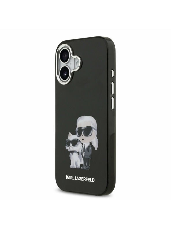 Karl Lagerfeld Karl Lagerfeld IML Akvarell Karl és Choupette Hátsó Tok iPhone 17-hez Fekete