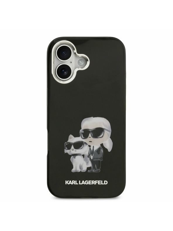 Karl Lagerfeld Karl Lagerfeld IML Akvarell Karl és Choupette Hátsó Tok iPhone 17-hez Fekete