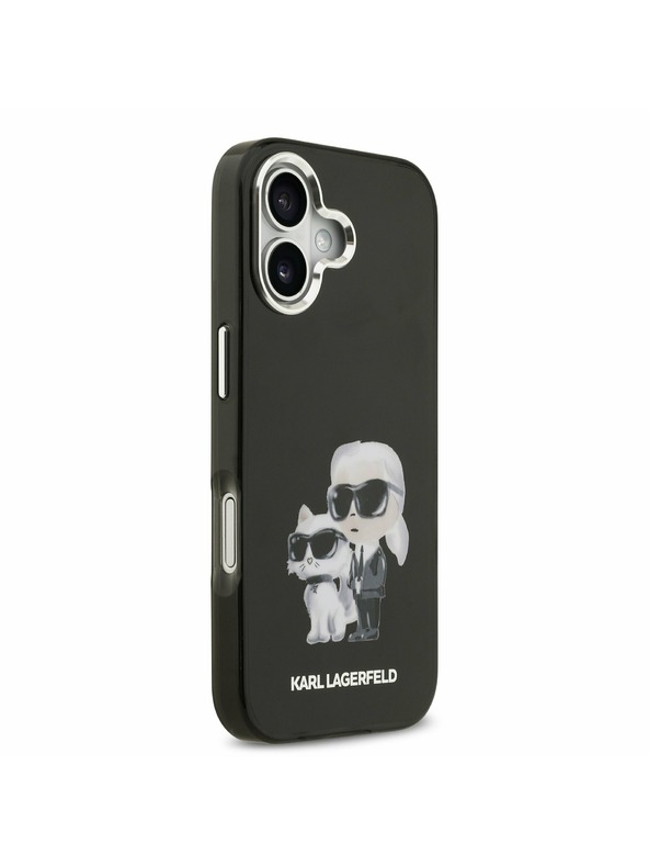 Karl Lagerfeld Karl Lagerfeld IML Akvarell Karl és Choupette Hátsó Tok iPhone 17-hez Fekete