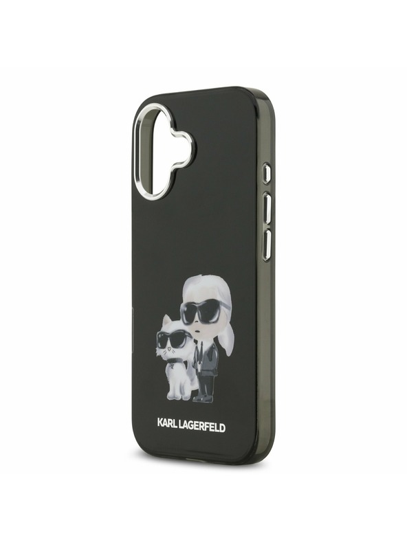 Karl Lagerfeld Karl Lagerfeld IML Akvarell Karl és Choupette Hátsó Tok iPhone 17-hez Fekete