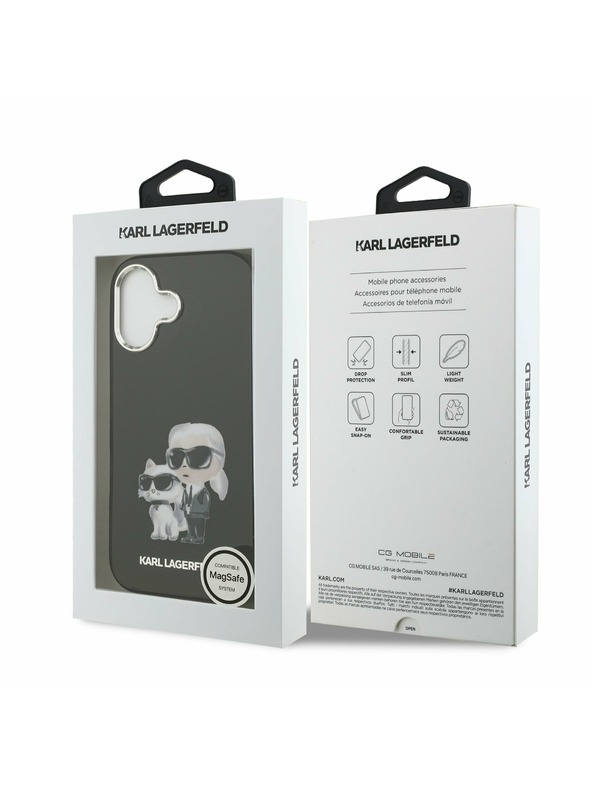 Karl Lagerfeld Karl Lagerfeld IML Akvarell Karl és Choupette Hátsó Tok iPhone 17-hez Fekete