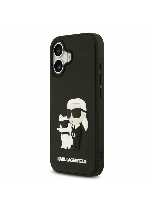 Karl Lagerfeld Karl Lagerfeld 3D Gumi Karl és Choupette Hátsó Tok iPhone 17-hez Fekete