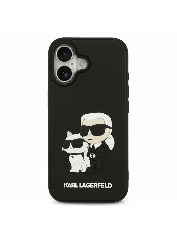 Karl Lagerfeld Karl Lagerfeld 3D Gumi Karl és Choupette Hátsó Tok iPhone 17-hez Fekete