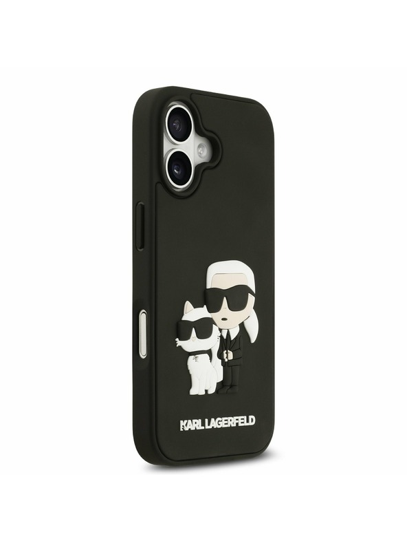Karl Lagerfeld Karl Lagerfeld 3D Gumi Karl és Choupette Hátsó Tok iPhone 17-hez Fekete
