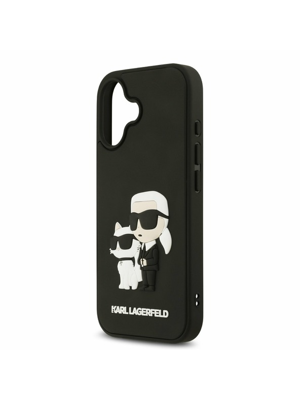 Karl Lagerfeld Karl Lagerfeld 3D Gumi Karl és Choupette Hátsó Tok iPhone 17-hez Fekete