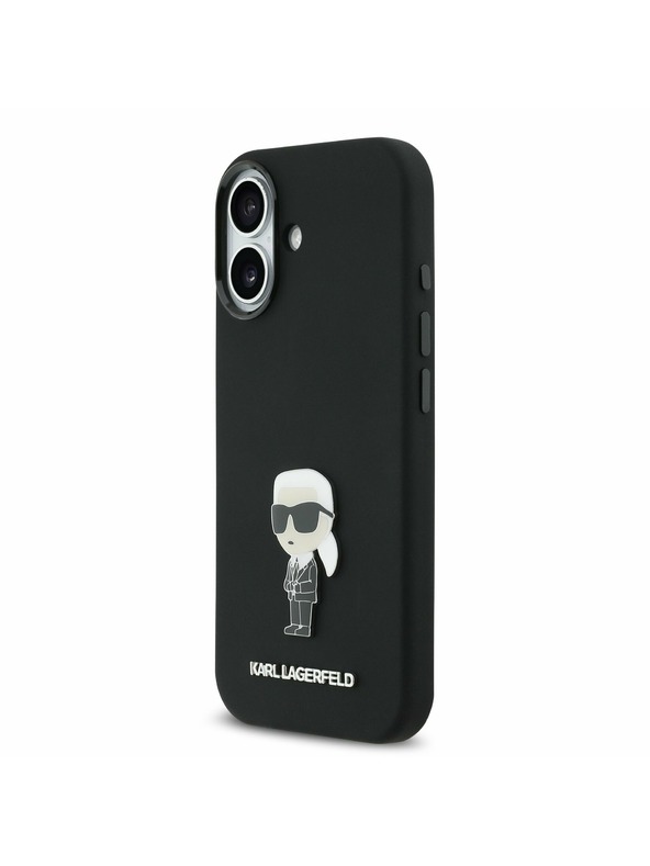 Karl Lagerfeld Karl Lagerfeld Folyékony Szilikon Fém Ikonik Hátsó Tok iPhone 17-hez Fekete