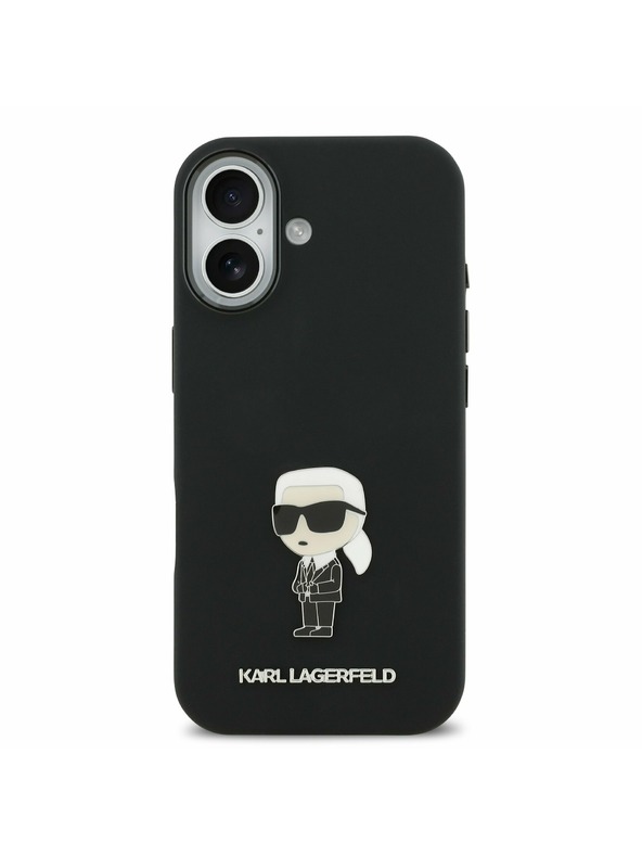 Karl Lagerfeld Karl Lagerfeld Folyékony Szilikon Fém Ikonik Hátsó Tok iPhone 17-hez Fekete