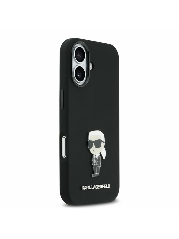 Karl Lagerfeld Karl Lagerfeld Folyékony Szilikon Fém Ikonik Hátsó Tok iPhone 17-hez Fekete